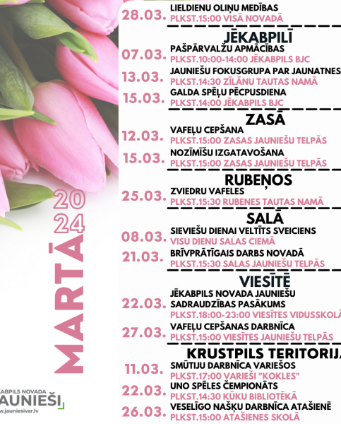 Aktivitātes jauniešiem martā!