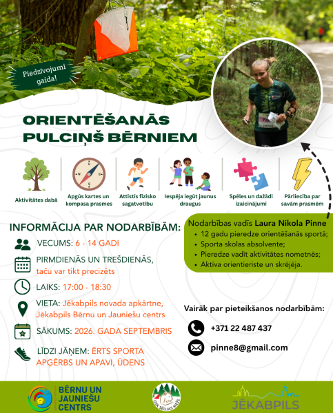 Jaunums! No 1.septembra BJC darbosies orientēšanās pulciņš! 